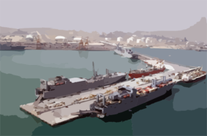 Military Sealift Command (msc) Ships Sit Tied Up To The Pier In The Port Of Ash-shu Clip Art