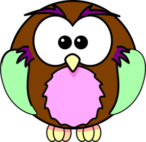 Green Purple Tan Owl Clip Art