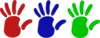 Left Hand - Red, Blue, Green Clip Art