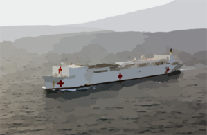 The Hospital Ship Usns Comfort (t-ah 20) Steams Through The Waters While Deployed  To The Arabian Gulf. Clip Art