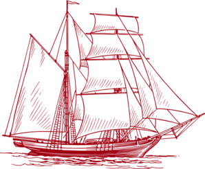 Clipper Ship Tranparent Red Clip Art