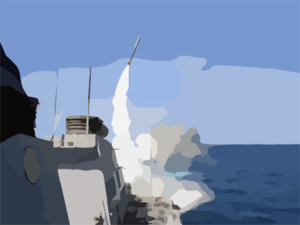 The Guided Missile Destroyer Uss Porter (ddg 78) Launches A Tomahawk Land Attack Missile (tlam) Toward Iraq During The Initial Stages Of Shock And Awe Clip Art