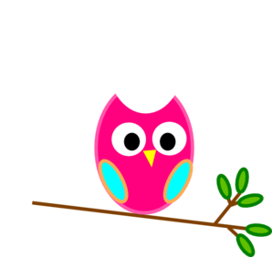 Pink & Blue Owl Clip Art