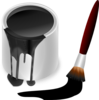Black Paint Bucket With Paint Brush Clip Art