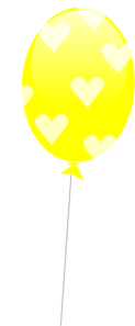 Yellow Balloon With Hearts Clip Art