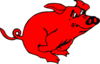 Red Running Pig Clip Art