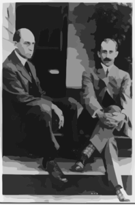 Wilbur Wright And Orville Wright Seated On Steps Of Rear Porch, 7 Hawthorne St., Dayton, Ohio Clip Art