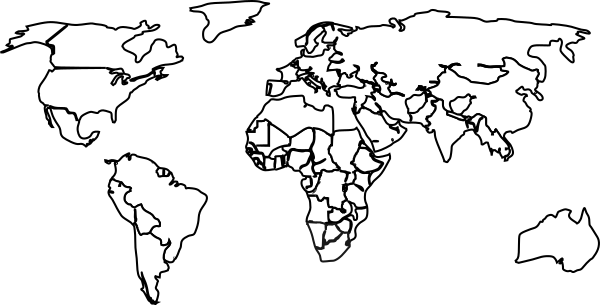Black White Outline World Map Clip Art at Clker.com - vector clip art ...