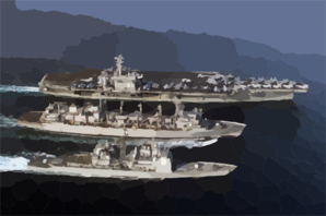 The Aircraft Carrier Uss Nimitz (cvn 68), Guided Missile Cruiser Uss Princeton (cg 59), And Fast Combat Support Ship Uss Bridge (aoe 10) Participate In An Underway Replenishment (unrep). Clip Art