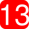 Red, Rounded, Square With Number 13 Clip Art