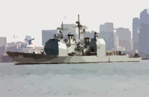 Uss Valley Forge (cg 50) Passes By The San Diego Skyline Clip Art