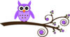 Purple Owl On Branch Clip Art
