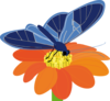Blue Butterfly With Flower Clip Art