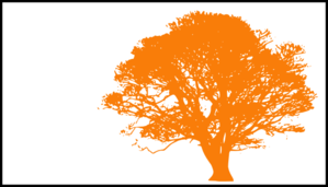 Tree, Dark Orange Silhouette, White Background Clip Art