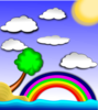Rainbow On Beach Clip Art