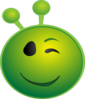 Green Alien Smiling Winking Emoji Clip Art
