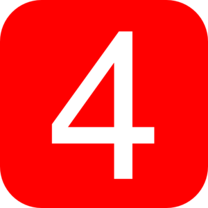 Red, Rounded, Square With Number 4 Clip Art