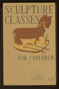 Sculpture Classes For Children Now In Session Under Direction Of Art Teaching Division, Federal Art Project, Works Progress Administration. Clip Art