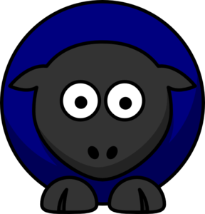 Sheep Looking Straight Dark Blue Clip Art