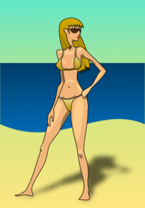 Woman At The Beach Clip Art