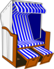 Beach Chair With Blue Striped Awning Clip Art