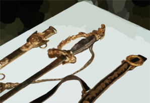 The Historic Worden Sword Rests On A Table With Its Belt And Scabbard Laid Out For Display. Clip Art