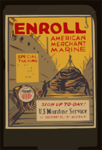 Enroll American Merchant Marine Special Training - Deck Department, Engineering, Radio, Steward, Cooks, Etc. : Sign Up To-day! Clip Art