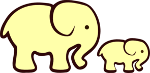 Yellow Elephant Mom & Baby Clip Art