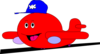 Happy Red Airplane Wearing Hat Clip Art