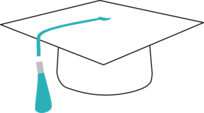 White Graduation Cap With Teal Ribbon Clip Art