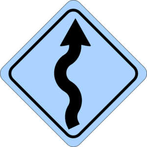 Blue Curvy Road Ahead Sign Clip Art