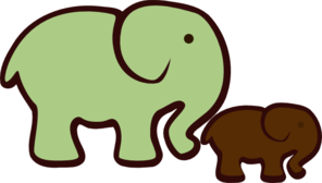  Elephant Mom & Baby Clip Art