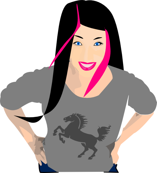 Punk Girl With Black And Pink Hair Clip Art at Clker.com - vector clip