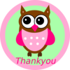 Pink Owl Thankyou Tag Clip Art