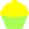 Yellow Icing Cupcake With Green Wrapper Clip Art