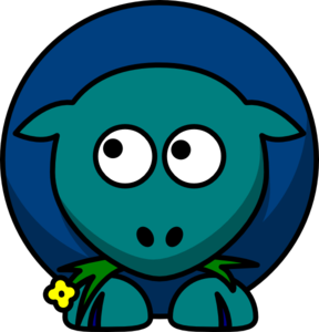 Sheep Teal Blue Two Toned Looking Up To Left Clip Art
