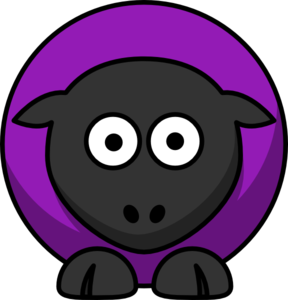 Sheep - Grape Purple On Black  Clip Art