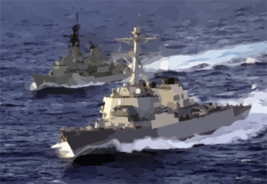U.s. And Australian Ships At Sea Clip Art