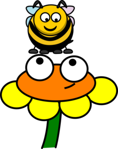 Bee Over A Flower Clip Art