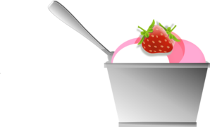 Strawberry Ice-cream In A Dish With A Spoon Clip Art