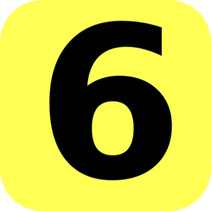 Yellow Rounded Number 6 Clip Art