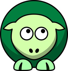 Sheep 2 Toned Greens Looking Up Right Clip Art
