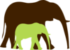 Green Baby And Mom Elephant3 Clip Art