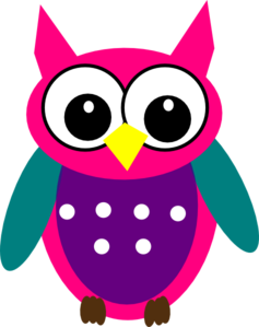 Pink Purple Turquoise Owl Clip Art