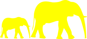 Mom And Baby Elephant Yellow Clip Art