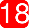 Red, Rounded, Square With Number 18 Clip Art