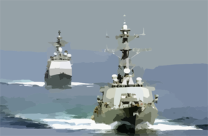 The Guided Missile Cruiser Uss Chosin (cg 65) (left) And Guided Missile Destroyer Uss Fitzgerald (ddg 62) Transit The Straits Of Hormuz While Entering The Arabian Gulf Region Clip Art