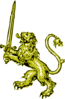 Gold Lion With Sword Banner Edit Clip Art