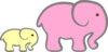 Elephants - Pink Mom Yellow Baby Follows Clip Art