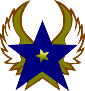 Blue Star With 1 Gold Star And Wings Clip Art